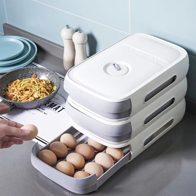 Caja de almacenamiento apilable para cajones de huevos de cocina